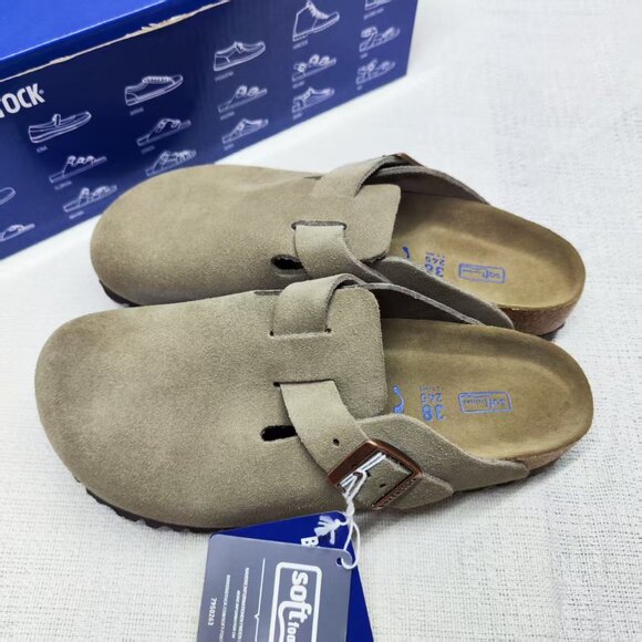 🚈|🚈Birkenstock Boston Women's Taupe Suede Narrow Fit NWT - Picture 3 of 6
